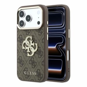 Guess 4G & Big Strass Logo case for iPhone 18 Pro / 17 Pro brown