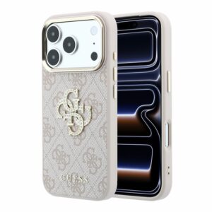 Guess 4G & Big Strass Logo case for iPhone 18 Pro Max / 17 Pro Max pink
