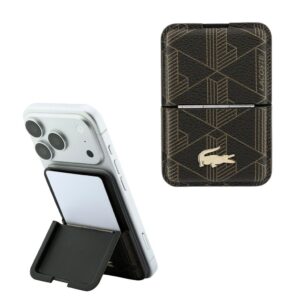 Lacoste PVC Blend Monogram Petit Pique MagSafe Wallet with Stand Brown