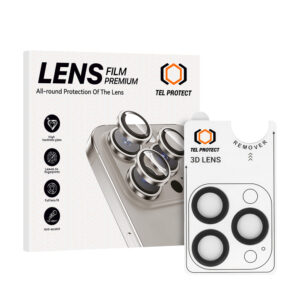 Tempered glass Tel Protect 3D Lens on camera for Iphone 15 Pro/15 Pro Max black (lens 3 pieces)