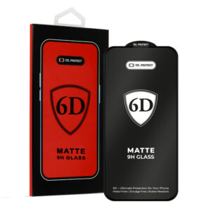 Tel Protect Full Glue 6D Matt Tempered Glass for Iphone 13/13 Pro/16E/17E Black
