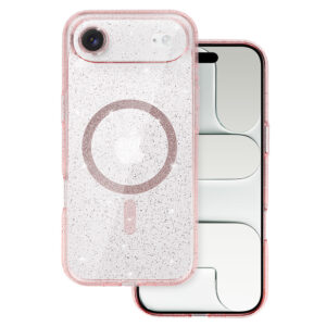 Glitter Magsafe Case for Iphone 17 Air pink clear
