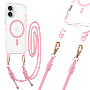 Tel Protect Strap Clear Case for Iphone 17 pink