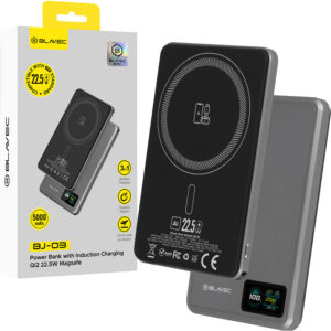 Blavec Power Bank 5000mAh BJ-03 Ultra Slim 7,8mm - Type C - 22,5W magnetic Magsafe 3 in 1 (PBBJ03-MC5G) grey aluminum