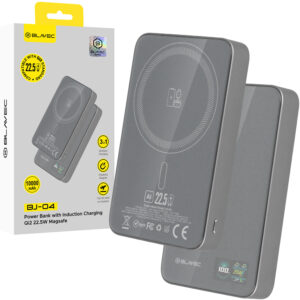 Blavec Power Bank 10000mAh BJ-04 Slim 13,5mm - Type C - 22,5W magnetic Magsafe 3 in 1 (PBBJ04-MC10G) grey glass