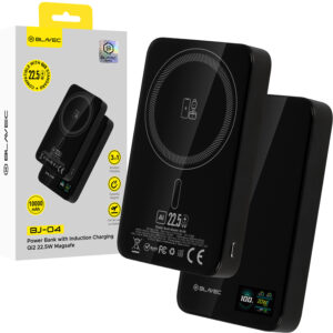 Blavec Power Bank 10000mAh BJ-04 Slim 13,5mm - Type C - 22,5W magnetic Magsafe 3 in 1 (PBBJ04-MC10B) black glass