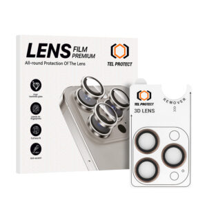 Tempered glass Tel Protect 3D Lens on camera for Iphone 17 Pro/17 Pro Max/18 Pro/18 Pro Max titanium (lens 3 pieces)