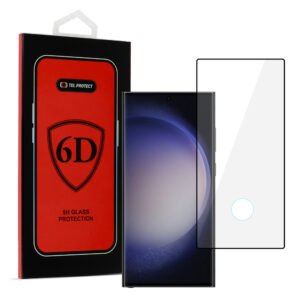 Tel Protect Full Glue 6D Tempered Glass for SAMSUNG GALAXY S23 ULTRA BLACK (with a hole for a scanner)
