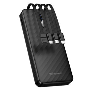 Borofone Power Bank 10000mAh BJ84 Smooth - USB - with USB, Type C, Lightning and Micro USB cables black
