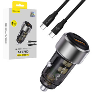 Blavec Car charger BS-05B-C Nitro - USB + Type C - QC 3.0 18W PD 65W with Type C to Type C cable (CCBS05BCN-UCB) black