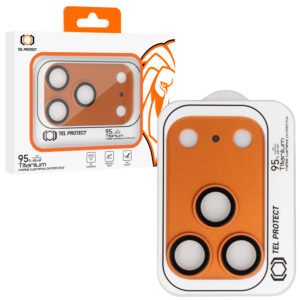 Tempered glass Tel Protect 95% AR+AF Full Metal Camera Protector on camera for Iphone 17 Pro Max / 18 Pro Max orange (camera island)