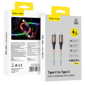 Blavec Cable Neon - TYP C na Typ C - PD 60W 3A 1 metre Apple CarPlay/Android Auto (CNE-CC3L1) luminous RGB