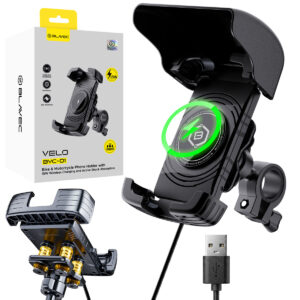 Blavec Bike holder/Motocyklowy BVC-01 Velo to handlebar with induction charging and shock absorbtion (BVC01-ICSAHB) black