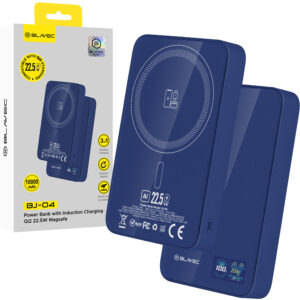 Blavec Power Bank 10000mAh BJ-04 Slim 13,5mm - Type C - 22,5W magnetic Magsafe 3 in 1 (PBBJ04-MC10N) navy glass
