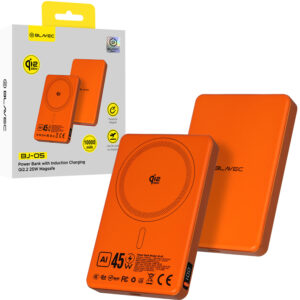 Blavec Power Bank 10000mAh BJ-05 Ultra Fast 16mm - Type C - Qi2.2 25W + PD 45W magnetic induction Magsafe 2 in 1 (PBBJ05-QI22MC10O) orange aluminum