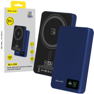 Blavec Power Bank 10000mAh BJ-03 Slim 13,5mm - Type C - 22,5W magnetic Magsafe 3 in 1 (PBBJ03-MC10N) navy aluminum