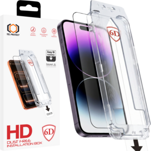 Tel Protect Dust-Free Easy Fit Full Glue 6D Tempered Glass for Iphone 14 Pro black