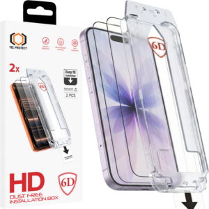 Tel Protect Dust-Free Easy Fit Full Glue 6D Tempered Glass for Iphone 16 Pro/17 black - 2 pieces