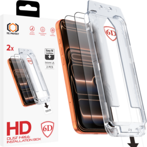 Tel Protect Dust-Free Easy Fit Full Glue 6D Tempered Glass for Iphone 17 Pro Max/18 Pro Max black - 2 pieces