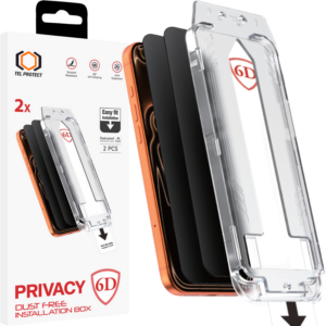 Tel Protect Dust-Free Easy Fit Privacy Full Glue 6D Tempered Glass for Iphone 16 Pro Max black - 2 pieces