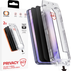 Tel Protect Dust-Free Easy Fit Privacy Full Glue 6D Tempered Glass for Samsung Galaxy S26 Plus black (with fingerprint unlock) - 2 pieces