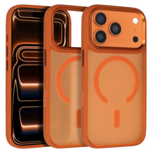 Liavec Cloudy Case with Metal Camera Frame for Iphone 17 Pro Max orange (Camera Control Button)