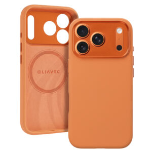 Liavec Silk Shield Case with Metal Camera Frame for Iphone 17 Pro Max orange