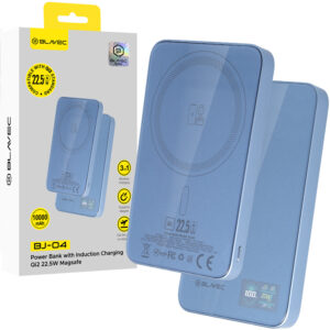 Blavec Power Bank 10000mAh BJ-04 Slim 13,5mm - Type C - 22,5W magnetic Magsafe 3 in 1 (PBBJ04-MC5LB) lightblue glass