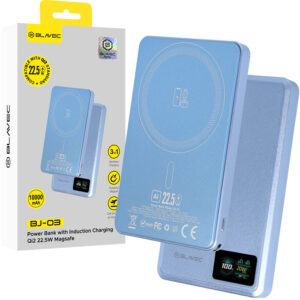 Blavec Power Bank 10000mAh BJ-03 Slim 13,5mm - Type C - 22,5W magnetic Magsafe 3 in 1 (PBBJ03-MC10LB) lightblue aluminum