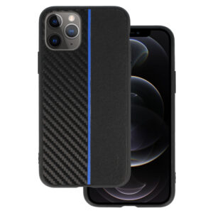 Tel Protect CARBON Case for Iphone 11 Pro Black with blue stripe