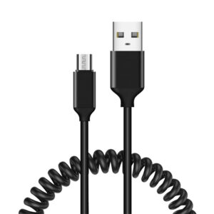 Cable coiled - USB to Micro USB - 2A 1 metre black