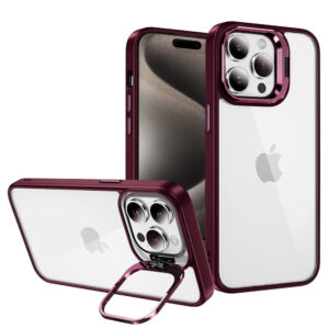 Tel Protect Kickstand case + camera glass (lens) for Iphone 11 Pro Max burgundy