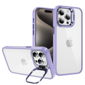 Tel Protect Kickstand case + camera glass (lens) for Iphone 15 Pro light purple