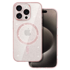 Glitter Magsafe Case for Iphone 14 Pro pink clear
