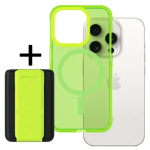 Amazing Thing Titan Pro Neon Mag Wallet Case 10FT IP156.1PTWGN for Iphone 15 Pro green with stand