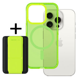 Amazing Thing Titan Pro Neon Mag Wallet Case 10FT IP156.7PTWGN for Iphone 15 Pro Max green with stand