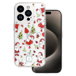 TEL PROTECT Christmas Clear Case for Iphone 15 Pro Design 1