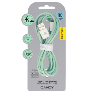 Blavec Cable Candy braided - USB to Lightning - 2,4A 3 metres Apple CarPlay (CCA-UL24GN30) green