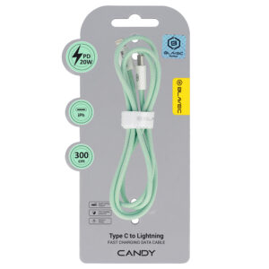 Blavec Cable Candy braided - Type C to Lightning - PD 20W 2,4A 3 metres Apple CarPlay (CCA-CL24GN30) green