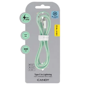 Blavec Cable Candy braided - Type C to Lightning - PD 20W 2,4A 3 metres Apple CarPlay (CCA-CL24GN30) green
