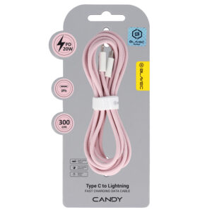 Blavec Cable Candy braided - Type C to Lightning - PD 20W 2,4A 3 metres Apple CarPlay (CCA-CL24P30) pink