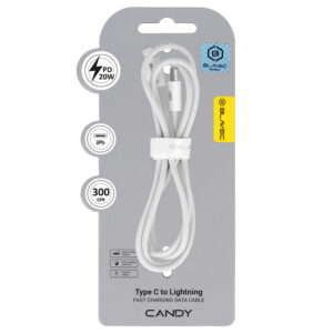 Blavec Cable Candy braided - Type C to Lightning - PD 20W 2,4A 3 metres Apple CarPlay (CCA-CL24W30) white