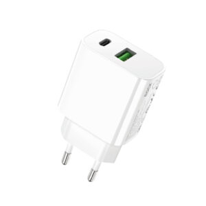 Rock Wall charger T43 - USB + Type C - QC 3.0 PD 20W 3A white