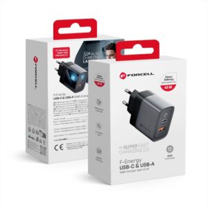 Forcell Phone charger F-Energy GaN USB C + USB A QC4.0 PD 4A 45W VT-39 gray