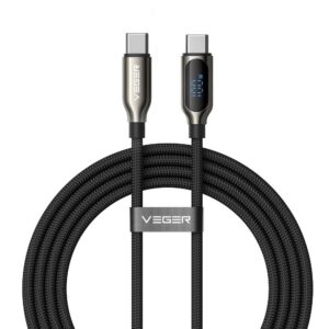 Veger Cable with LED display Type C to Type C PD 5A 100W CC1-XHJ 1,5 m black