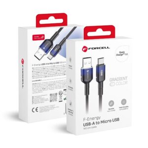 Forcell Cable USB A to Micro USB F-Energy QC3.0 2,4A 18W Gradient 1 m C351 black