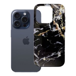Forcell Case for iPhone 15 PRO F-Protect Mirage compatibl with Magsafe Military Drop-Test black marble