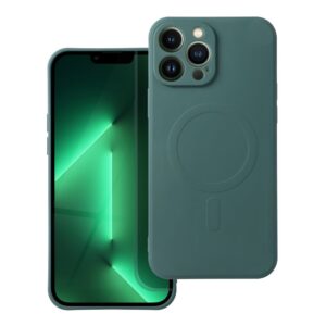 Silicone Mag Cover case for Samsung A56 compatible with MagSafe (camera protection) dark green