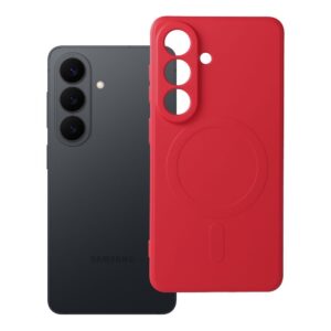 Silicone Mag Cover case for Samsung S26 compatible with MagSafe (camera protection) red