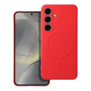 Silicone Mag Cover case for Samsung A56 compatible with MagSafe (camera protection) red